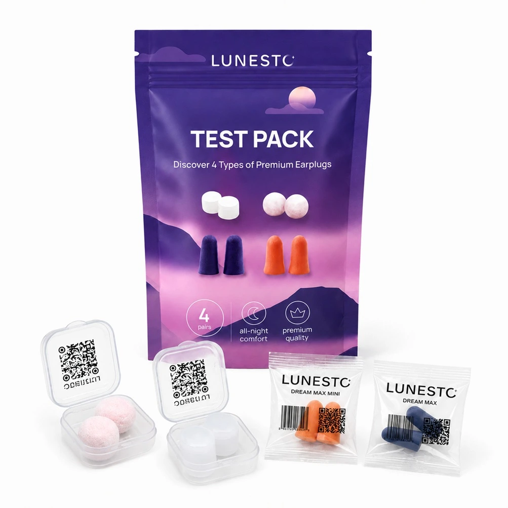 Conținut Lunesto Test Pack dopuri din spumă, ceară și silicon pentru urechi